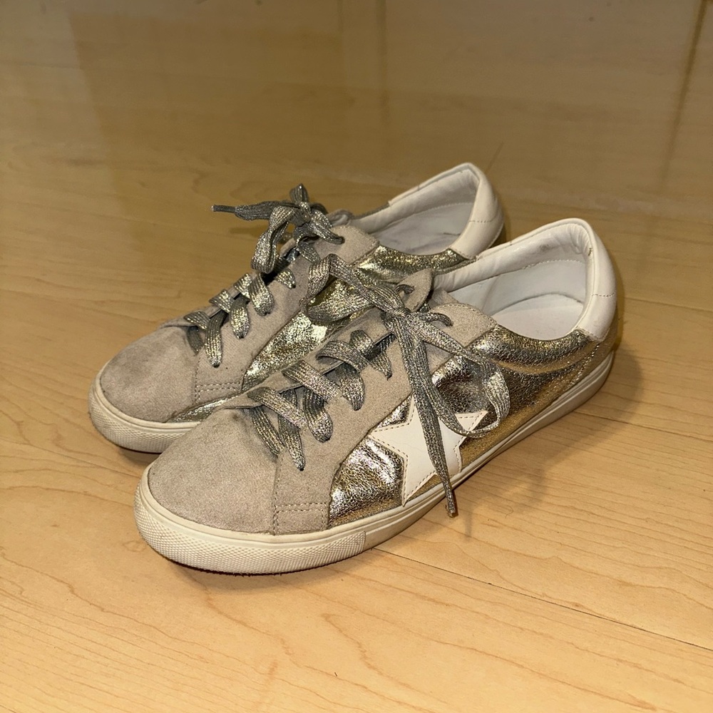 Silver and light grey/tan Sneakers